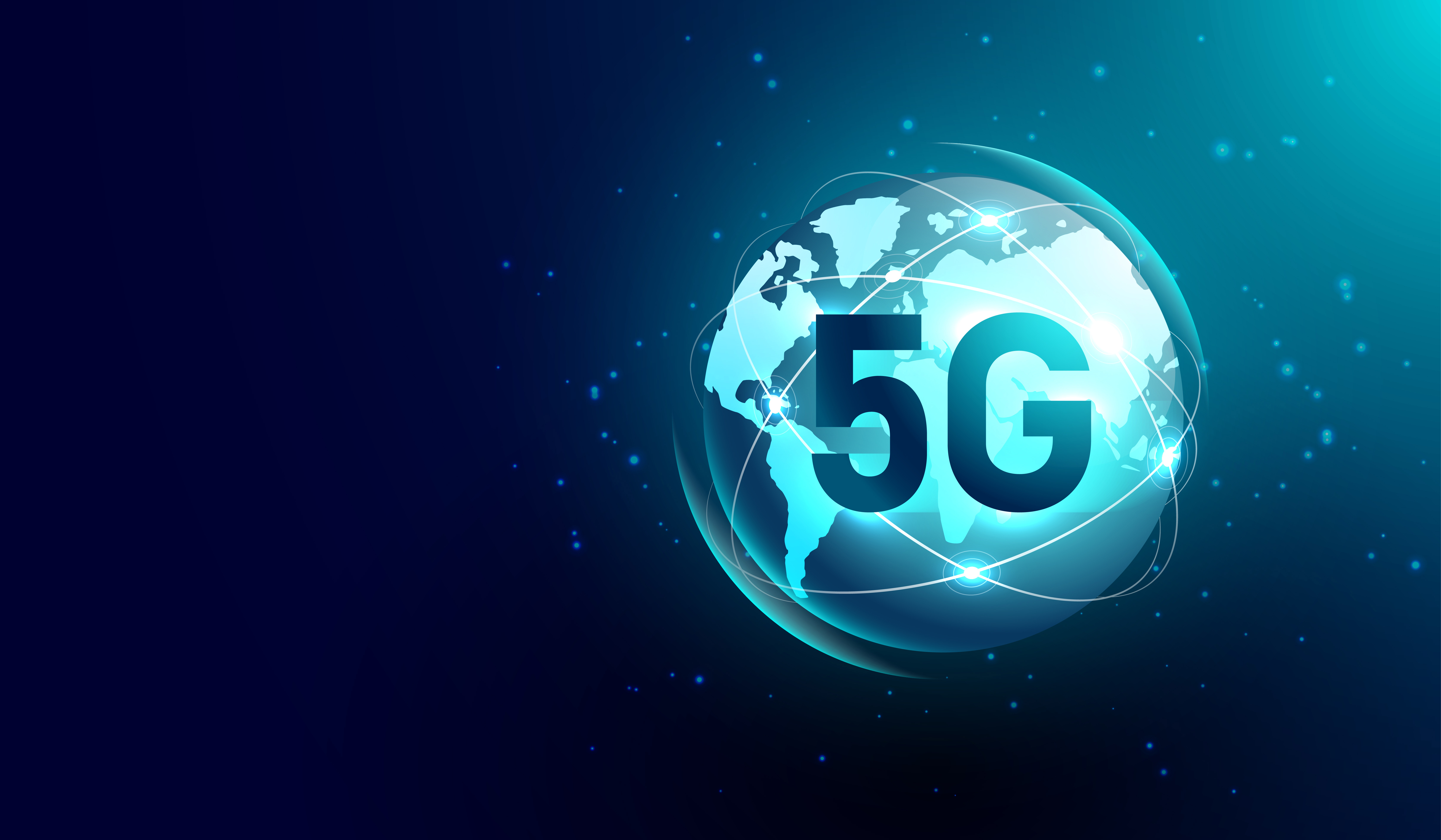 New 5G internet communication, global network wireless on world map