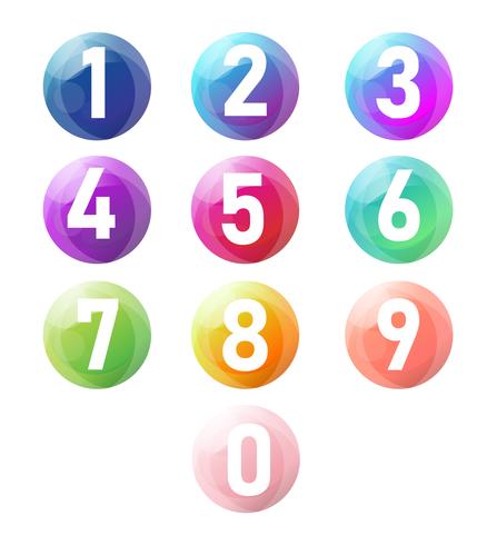 Vector of Number zero to nine with realistic 3d balls, set of number.