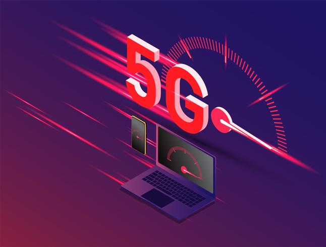 Vector de la nueva 5ta generación del concepto de internet, velocidad de la red 5G internet inalámbrica.