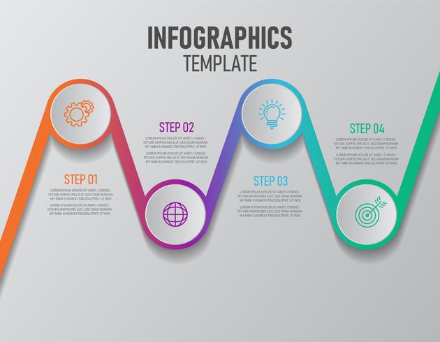 Elementos infográficos coloridos con pasos para el éxito del negocio. vector