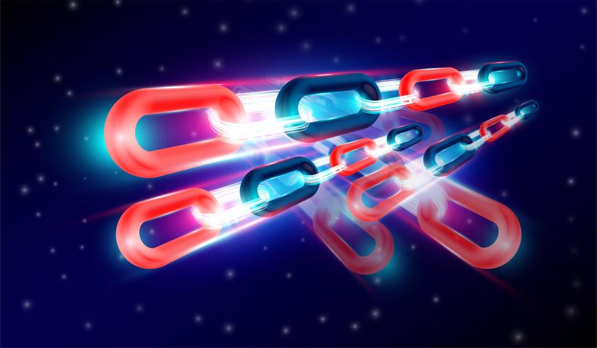 Download BlockChain technology with 3D rendering concept, glow light chains connected together and flyer ...