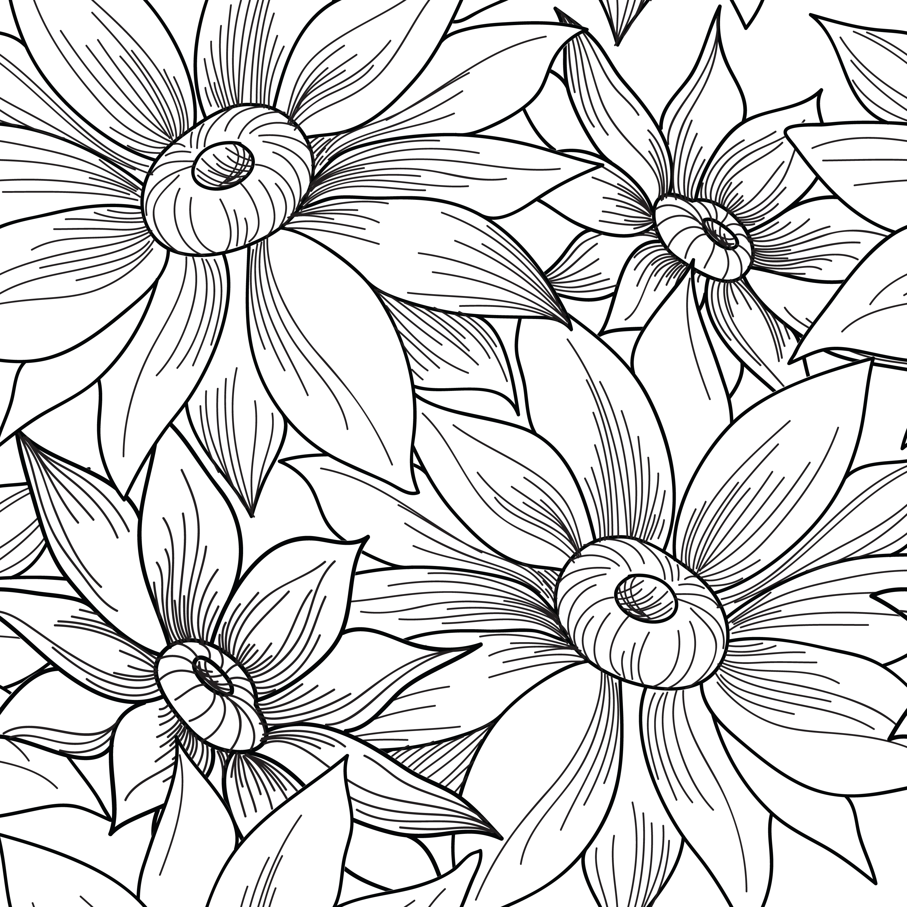 Download Floral seamless pattern. Flower sunflower swirl background ...