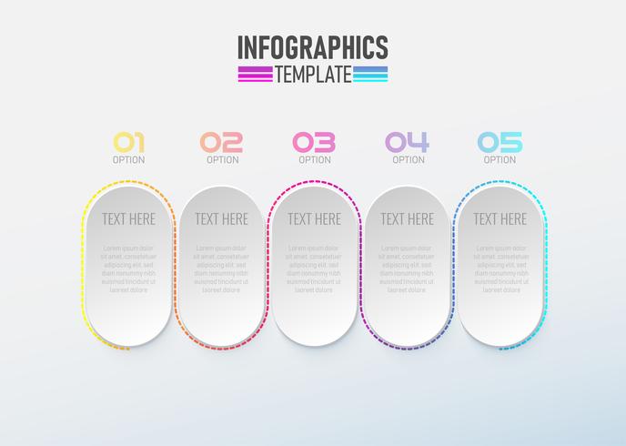 Elemento infográfico 3d con círculo opción 1 a 5 vector. vector