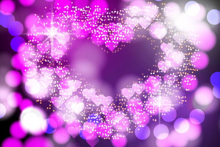 Abstract heart blurred light, Bokeh lights and glitter background Vector