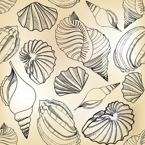 Seashell seamless pattern. Summer holiday marine background. vector