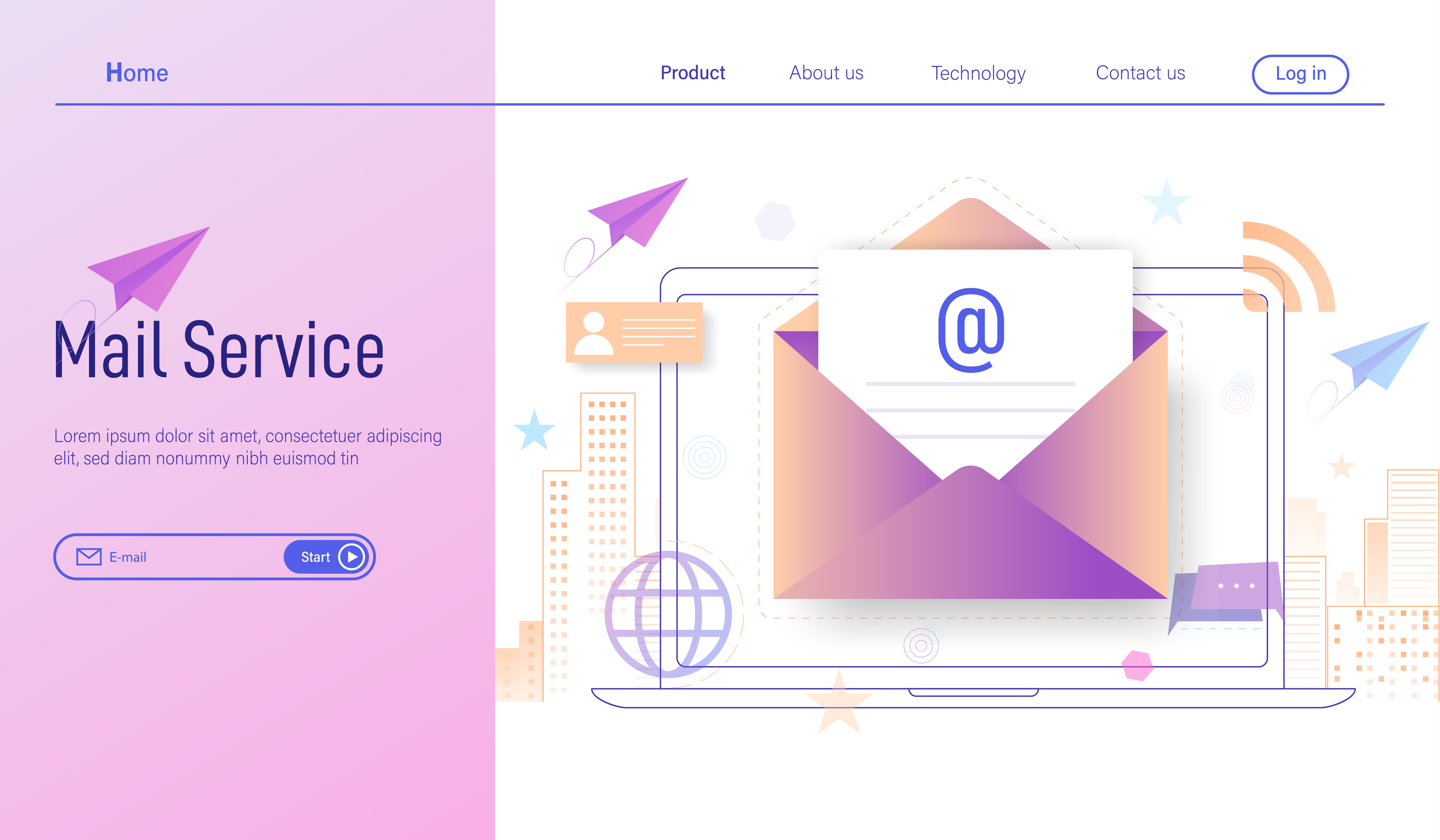 Electronic mail or Email services modern flat design concept, online