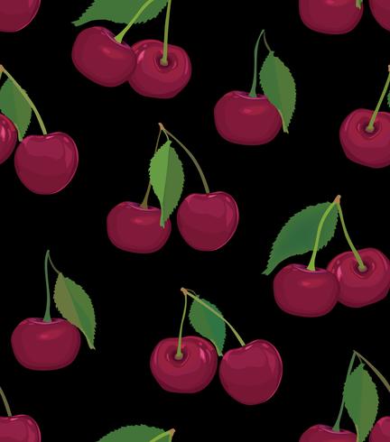 Cherry pattern. Berry desert seamless pattern. Fruit fresh food vector