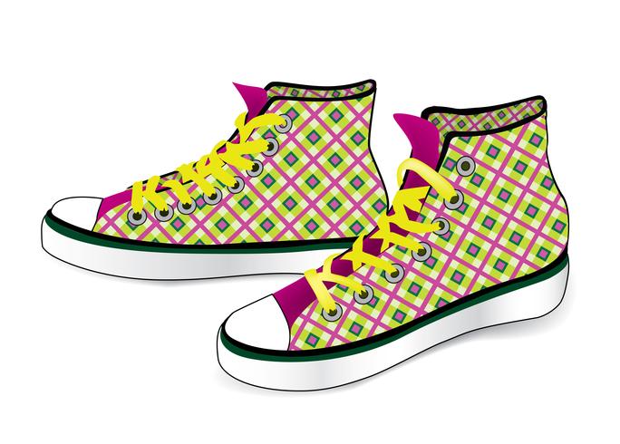 Sneakers isolated. Patterned fabric fashion sport shoes vector