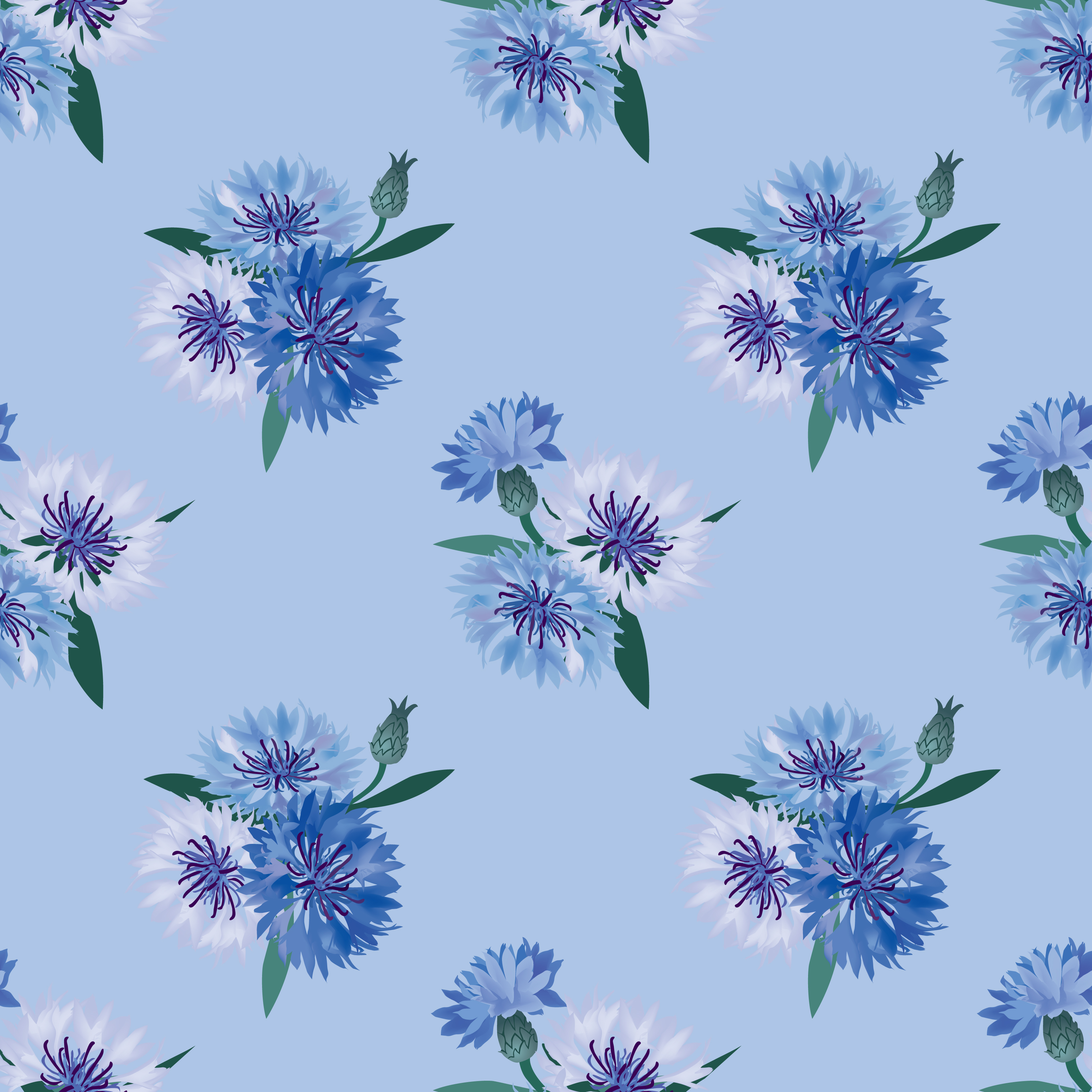 Floral seamless pattern. Flower cornflower swirl background. 523587