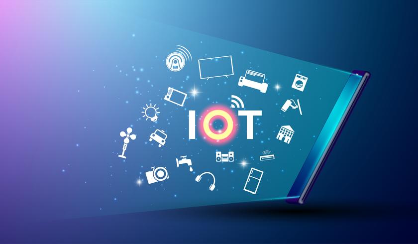 Internet of things and internet connection activity with things and smartphone  concept vector