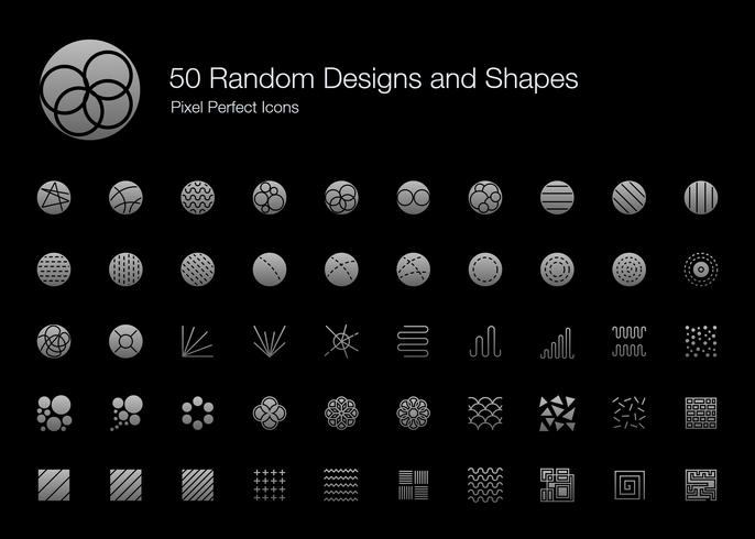 50 Random Designs and Shapes Pixel Perfect Icons Filled Style Shadow Edition. vector