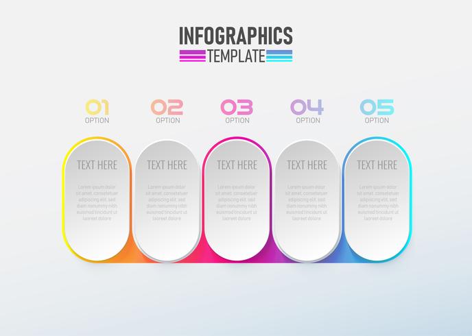 Elemento infográfico 3d con círculo opción 1 a 5 vector. vector