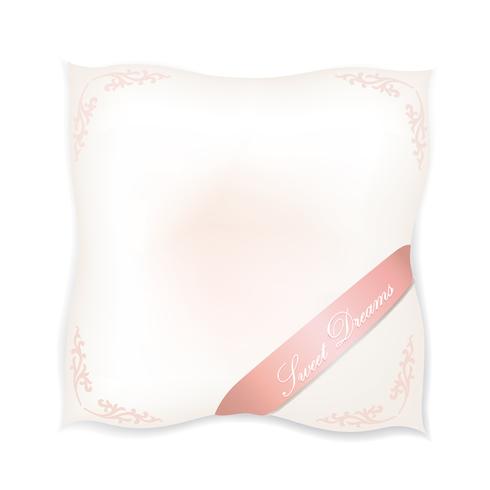 Almohada blanca aislada. Signo de plumas naturales. Etiqueta del producto. vector