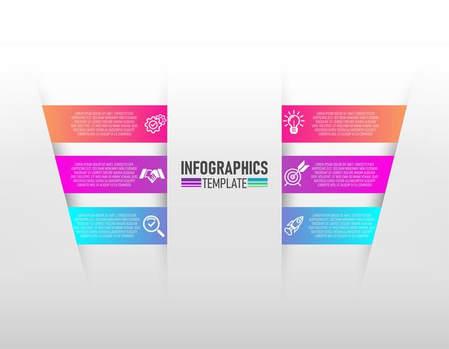 infographics design vector and marketing icons with 6 steps vector.