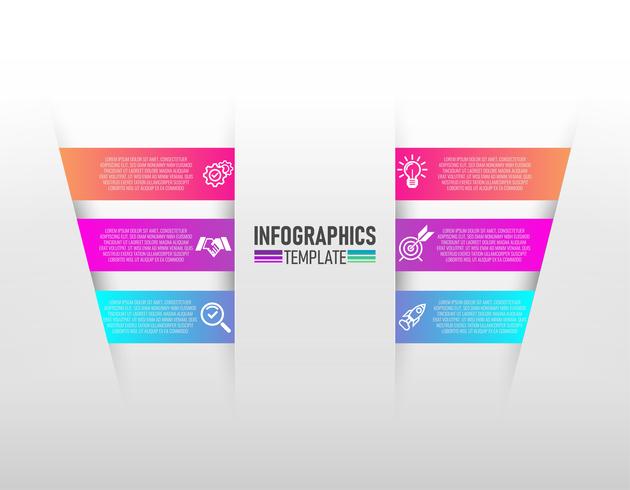 infographics design vector and marketing icons with 6 steps vector.