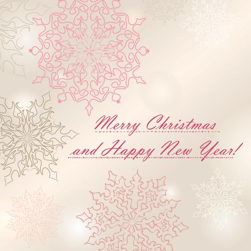 Merry Christmas greeting card design. Winter holiday snow background vector