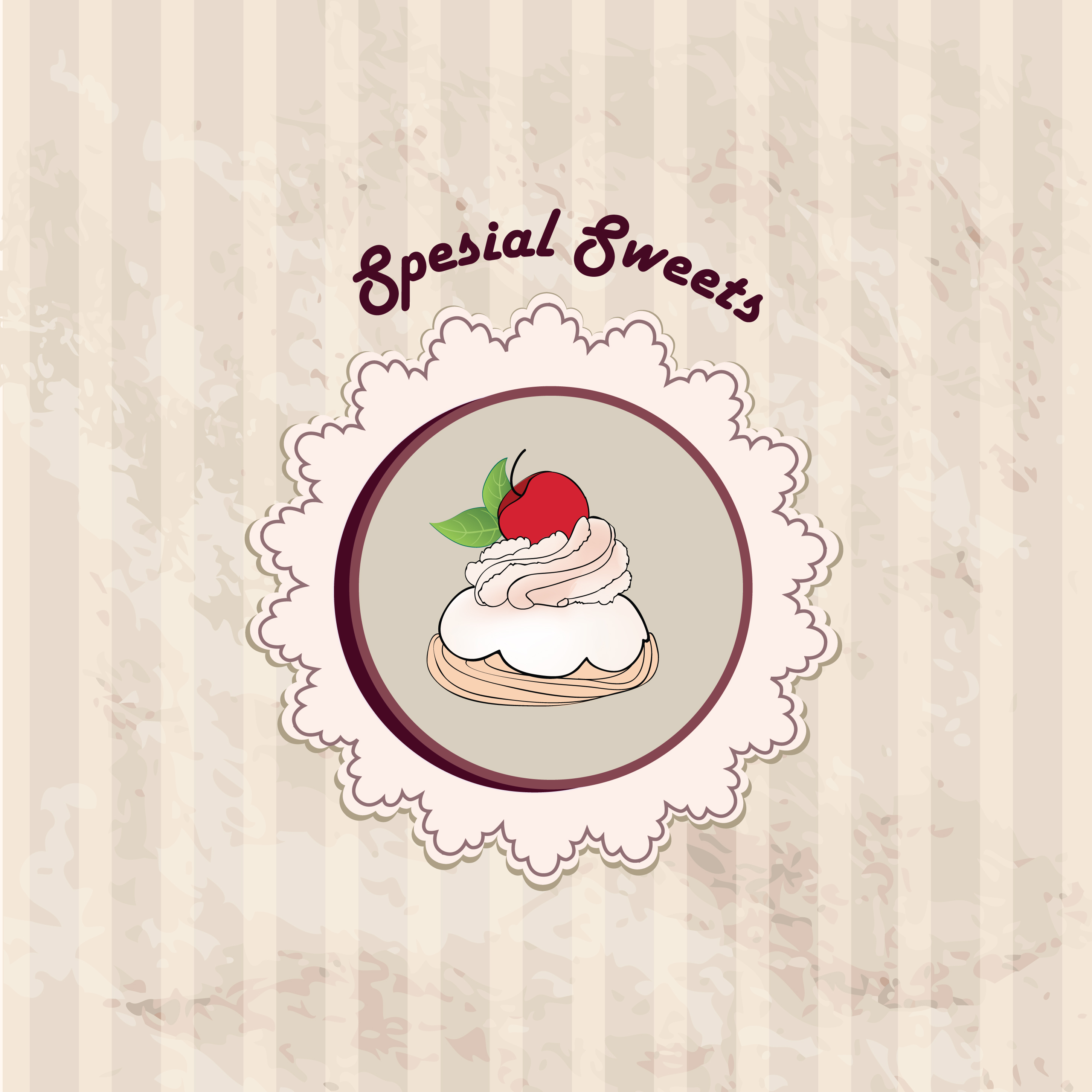 Cake. Cafe Menu Background. Bakery Label. Sweet, Dessert