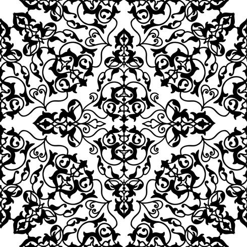 Arabic floral swirl line ornament. Oriental flower seamless pattern vector