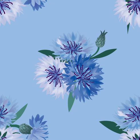 Floral seamless pattern. Flower cornflower swirl background. vector