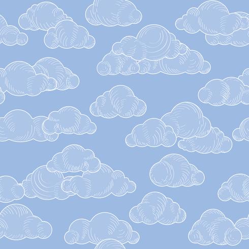 Abstract swirl cloud seamless pattern. Blue sky background vector