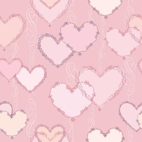 Line art lve hearts seamless pattern. Valentine day holiday ornament vector