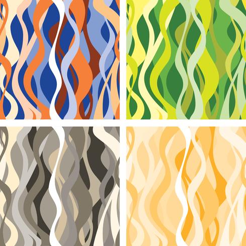 Wave seamless pattern set. Abstract wavy floral ornaments vector
