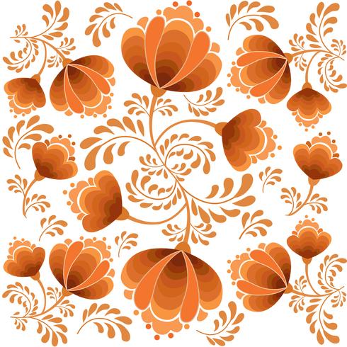 Oriental flower pattern Abstract floral ornament Swirl fabric background vector