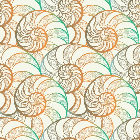 Abstract spiral seamless pattern. Wave nautilus marine background vector