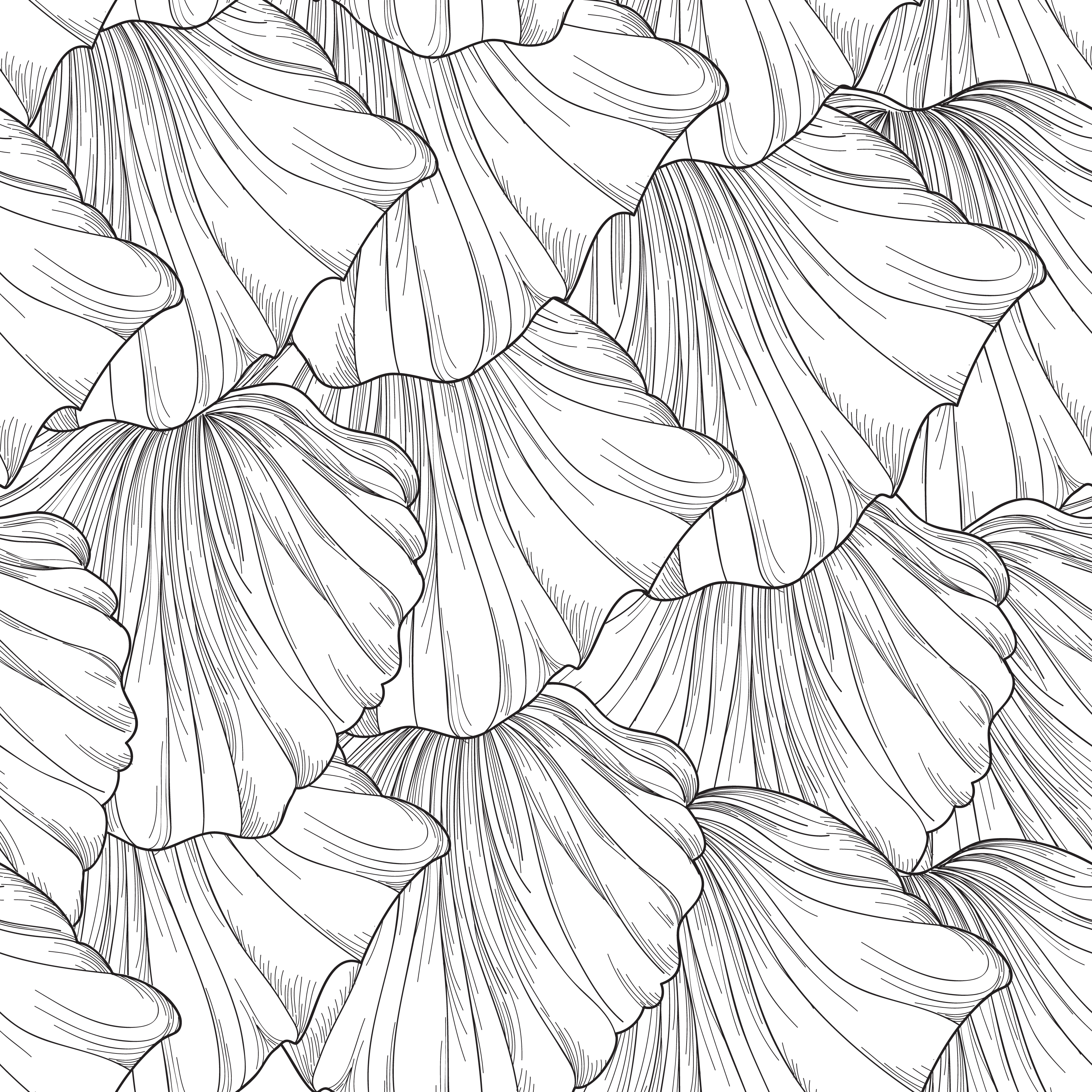 Download Floral seamless pattern, engraved flower petals. Flourish texture 523976 Vector Art at Vecteezy
