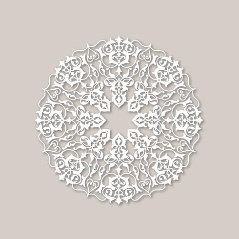 Patrón floral redondo ornamental. Mandala oriental flor adorno vector