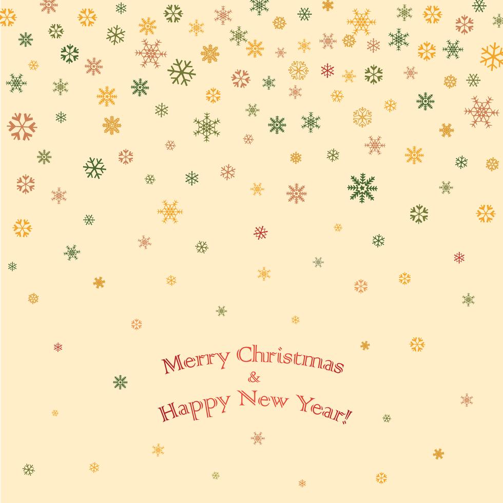 Merry Christmas greeting card design. Winter holiday snow background