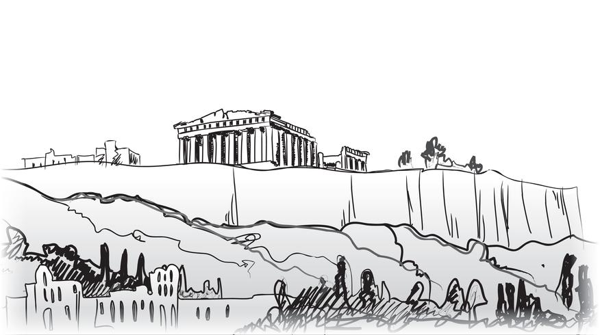 Travel Greece background. Athens city famous landmark building. vector