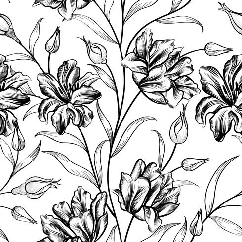 Floral background. Flower pattern. Flourish seamless texture vector