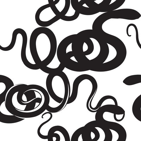 Abstract ornametal spiral seamless snake silhouette pattern vector