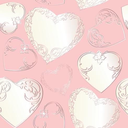 Line art lve hearts seamless pattern. Valentine day holiday ornament vector