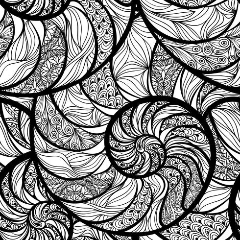 Abstract spiral seamless pattern. Wave nautilus marine background vector