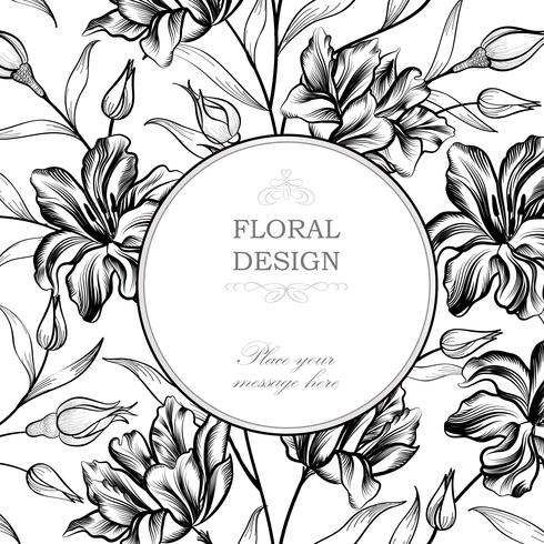 Floral background. Greeting card with flower. Flourish border. G vector