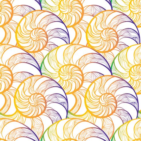 Abstract spiral seamless pattern. Wave nautilus marine background vector