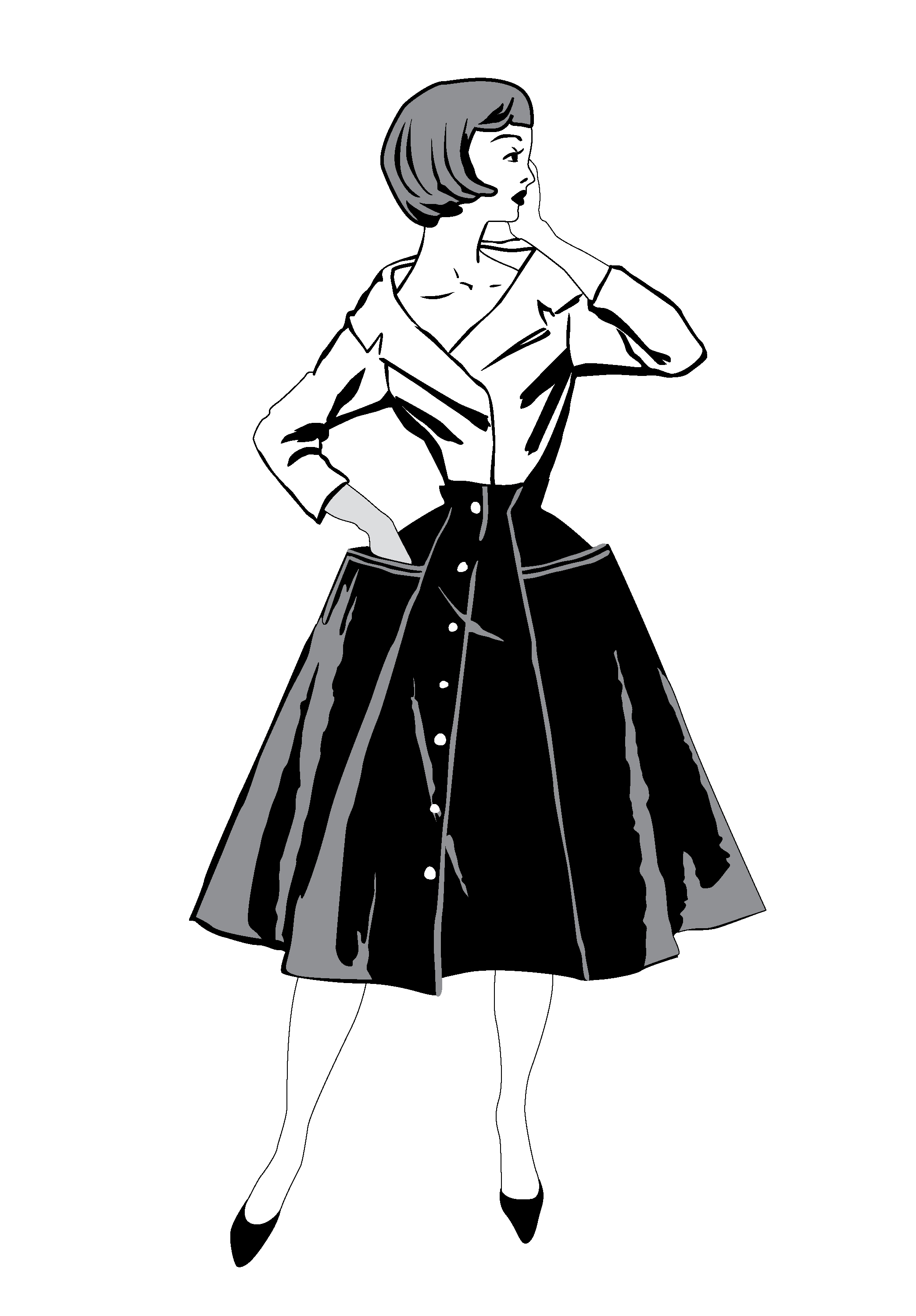 Download Stylish cloth woman. Fashion dressed girl 1960's style ...