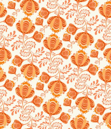 Swirl floral seamless pattern. Ornamental background in russian style. vector