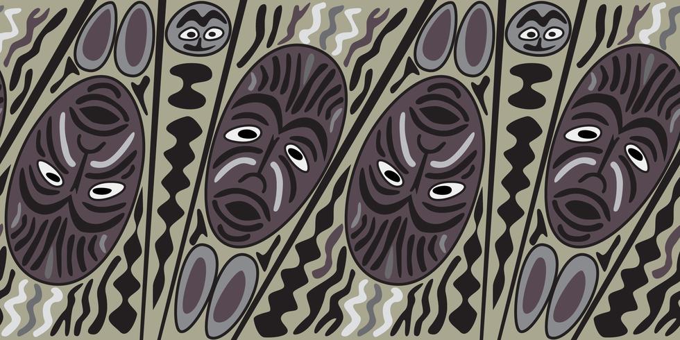 Ethnic seamless pattern, tribal style. African mask tiled background. vector