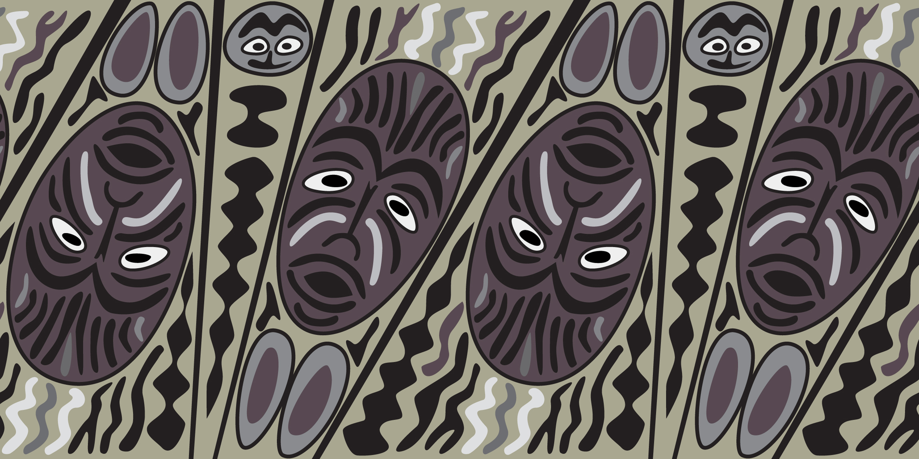 Ethnic seamless pattern, tribal style. African mask tiled background. 524207 Vector