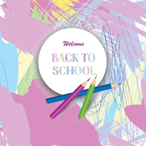 Back to school background. Supplies over chaotic line pattern vector