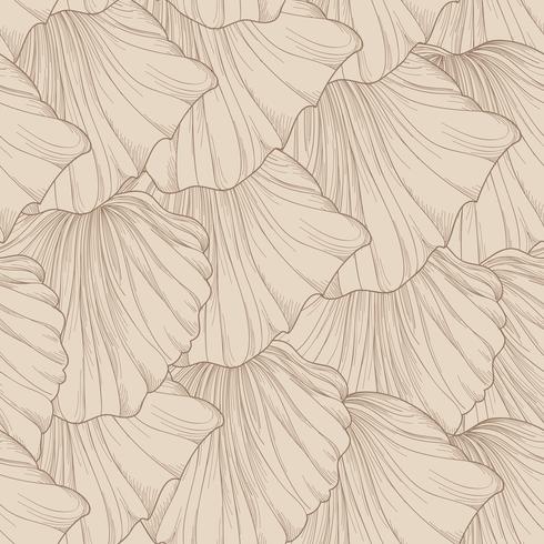 Floral seamless pattern of engraved flower petals. Flourish tiled gentle background vector