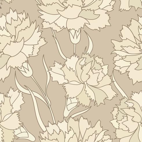 Floral retro seamless pattern. Flower engraved background. vector