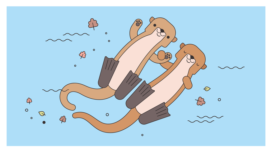 Adorable Otters Vector