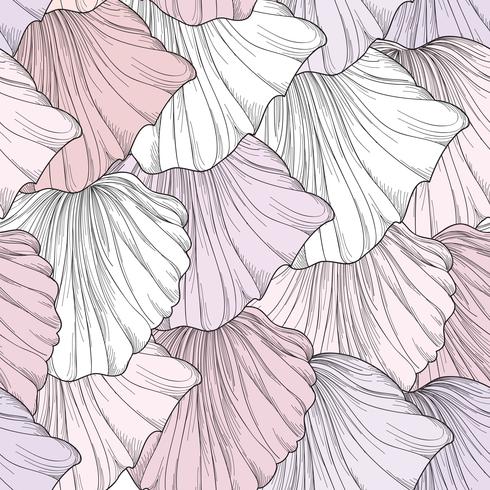 Floral seamless pattern, engraved flower petals. Flourish texture vector