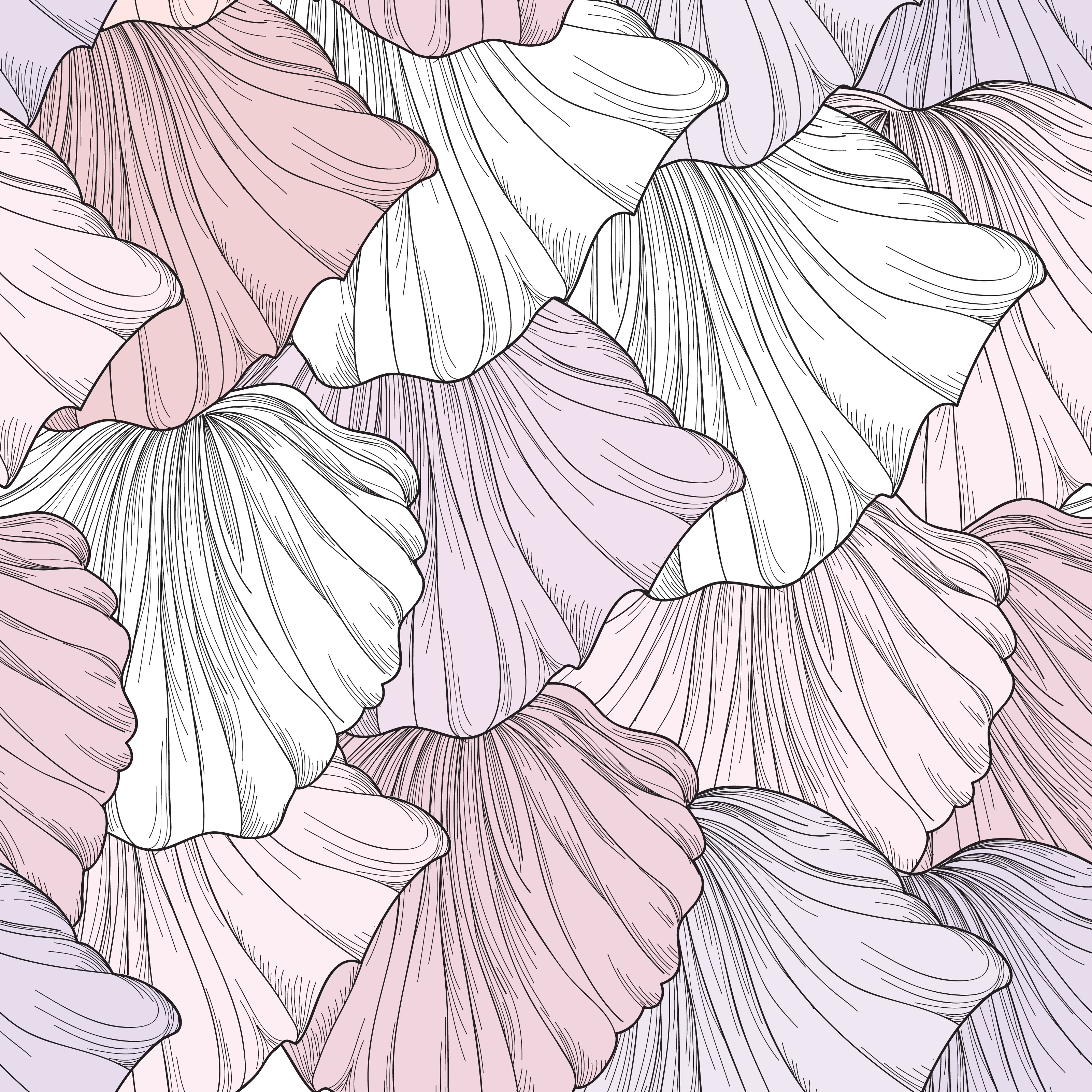 Download Floral seamless pattern, engraved flower petals. Flourish texture 524379 Vector Art at Vecteezy