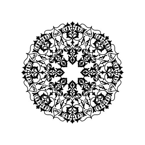 Patrón floral redondo ornamental. Mandala oriental flor adorno vector