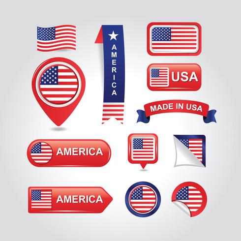 Set Of American Element Flag Vector